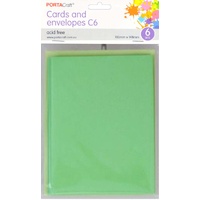 *Craft Card & Envelope C6 6pc - Mint Green