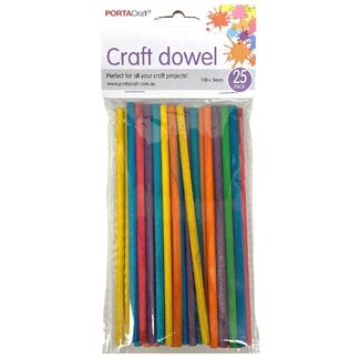 Portacraft Wooden Craft Rod 25pc Coloured