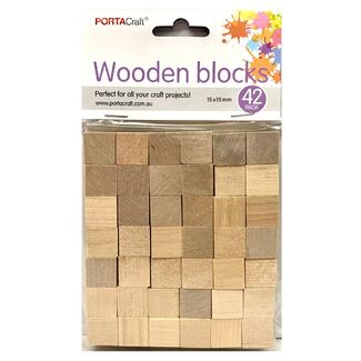Wooden Craft Blocks Natural 42pc