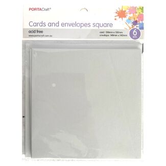 Craft Card & Envelope Square 13x13cm 6pc - Slate