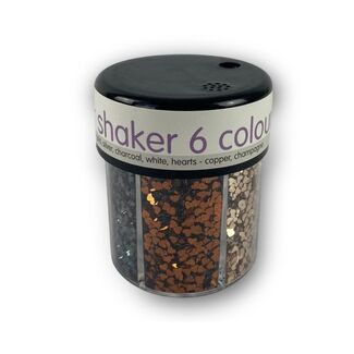 Glitter Shaker 6 Way - Metallic Stars & Hearts
