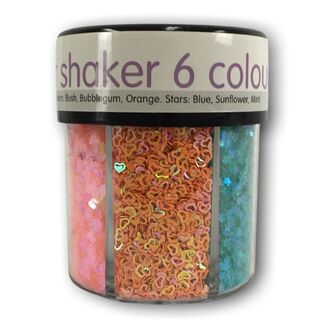 Glitter Shaker 6 Way - Shapes Stars & Hearts