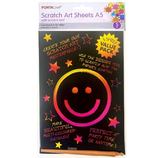 Portacraft Scratch Art Sheet A5 5pc
