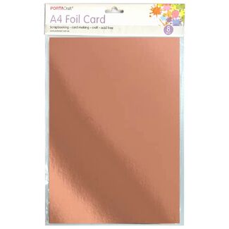 Portacraft Foil Card A4 8pc - Rose Gold