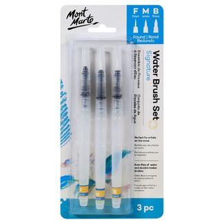 Mont Marte Signature Waterbrush Set - Round Fine/ Medium/ Broad 3pc