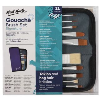 Mont Marte Signature Gouache Paint Brush Set - 11pc in Wallet 