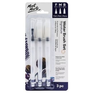 Mont Marte Signature Waterbrush Set - Flat Fine/ Medium/ Broad 3pc