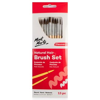 Mont Marte Discovery Natural Hair Round Brush Set 13pc