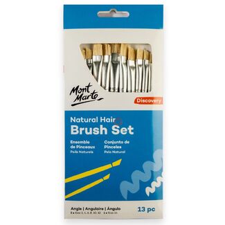 Mont Marte Discovery Natural Hair Flat Angle Brush Set 13pc