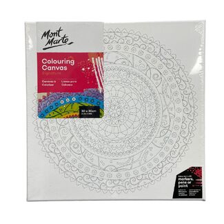Mont Marte Adult Colouring Canvas 30 x 30cm - Decorative Edge Mandala