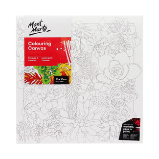 Mont Marte Adult Colouring Canvas 30 x 30cm - Succulents