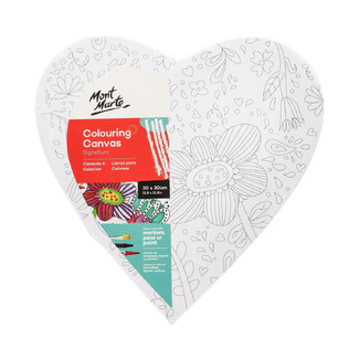 Mont Marte Adult Colouring Canvas Heart 30cm - Flowers