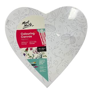 Mont Marte Adult Colouring Canvas Heart 30cm - Strawberries & Birds