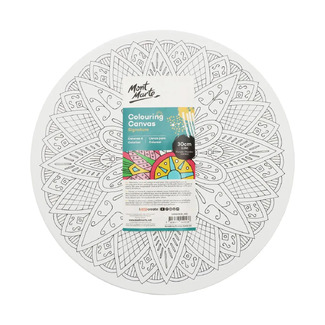 Mont Marte Adult Colouring Canvas Round 30cm - Geometric Mandala