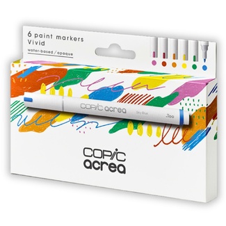 Copic Acrea Paint Markers - Set of 6 Vivid Colours 0.8-1.2 mm