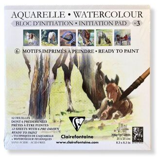 Clairefontaine Watercolour Learning Pad 300gsm 21 x 21cm - Horses