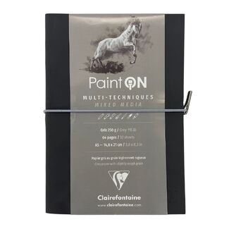 *Clairefontaine Paint'On Sewn A5 Grey Paper Sketch Book 250gsm 32 Sheets