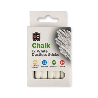 Elite Dustless White Chalk - 12 PK