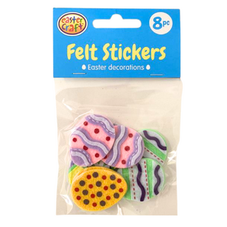 Easter Felt Decorated Eggs Sticker Set 8pc