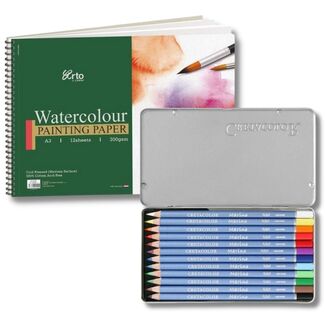 Cretacolor Marino Watercolour Pencil Tin 12pc + Pad