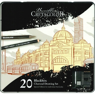 Cretacolor Flinders Street Black Drawing Tin Set 17pc
