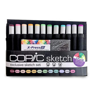 *Copic Sketch Art Marker Exclusive Set of 12 - Includes Wallet & Blending Card Sample Pack