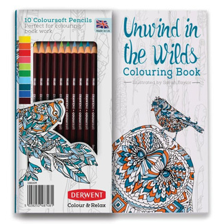 *Derwent Unwind In The Wilds Colouring Book Set