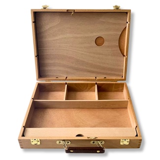 Artist's Wooden Travel Storage Box with Palette