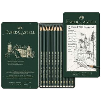 Faber Castell 9000 Graphite Pencil Design Set Tin Of 12