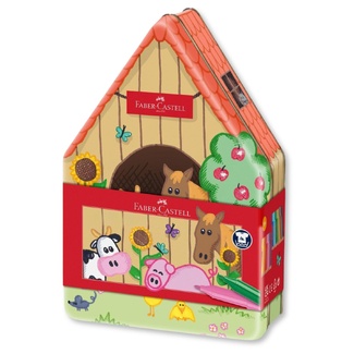 Faber Castell Connector Pen Gift Set - Farm Tin & Colouring Cards