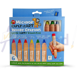 Micador Woody Crayons Green Earth Collection 6pc