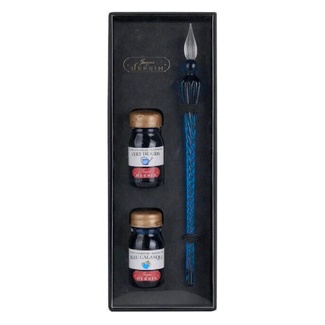 Herbin Glass Dip Pen & Inks Set - Navy Blue