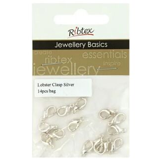 Ribtex Clasp Lobster 11mm 14pcs - Silver