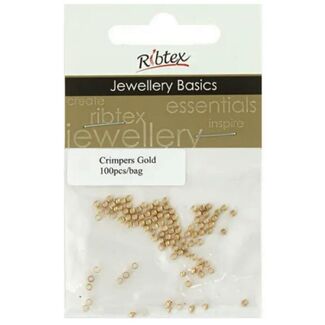 Ribtex Crimpers Round 2mm 100pcs - Gold