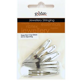 Ribtex Basic Hairclip 60mm 8pcs - Bright Silver