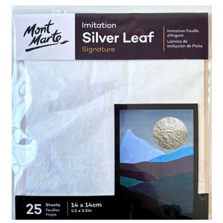 Mont Marte Imitation Silver Leaf 14 x 14cm 25 Sheet