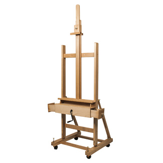 Mont Marte Floor Easel - Large Studio Crank Easel w/Storage Drawer & Castor Wheels Beech Wood