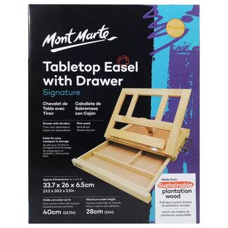 Mont Marte Desk Easel - Compact Tabletop Easel w/Drawer Pine Wood