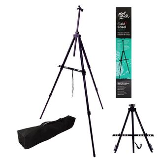 Mont Marte Tripod Easel - Portable Aluminium Field Easel Telescopic Legs w/Carry Bag  Black