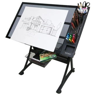 Mont Marte Creative Art / Craft Station Table -  Glass Top Desk