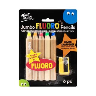 Mont Marte Kids - Jumbo Neon Pencils With Sharpener 6pc