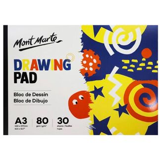 Mont Marte Kids - Drawing Pad White Paper A3 80gsm 30 Sheet