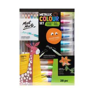 Mont Marte Metallic Colouring Set 28pc - Pencils, Markers and More