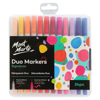 Mont Marte Marker Set - Duo Marker Fine & Brush Tip 24pc