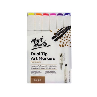 Mont Marte Premium Marker Set - Dual Tip Alcohol Ink Art Markers 12pc