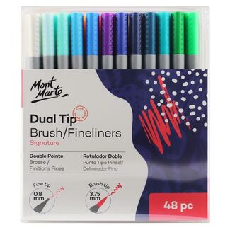 Mont Marte Signature Dual Tip Brush Marker / Fineliners 48pc