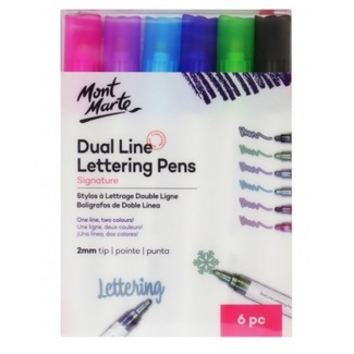 Mont Marte 6 Pc Dual Line Lettering Marker Pen Set - 2mm 