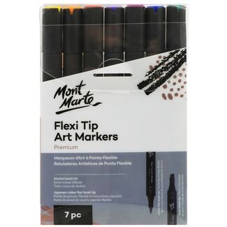 Mont Marte Premium Marker Set - Flexi Tip Alcohol Ink Art Markers 7pc
