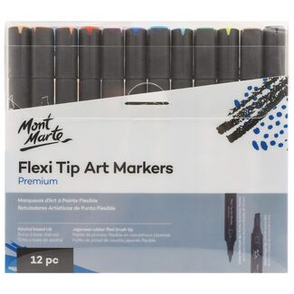 Mont Marte Premium Marker Set - Flexi Tip Alcohol Ink Art Markers 12pc