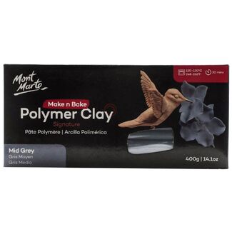Mont Marte Make N Bake Polymer Clay 400g Block - Mid Grey